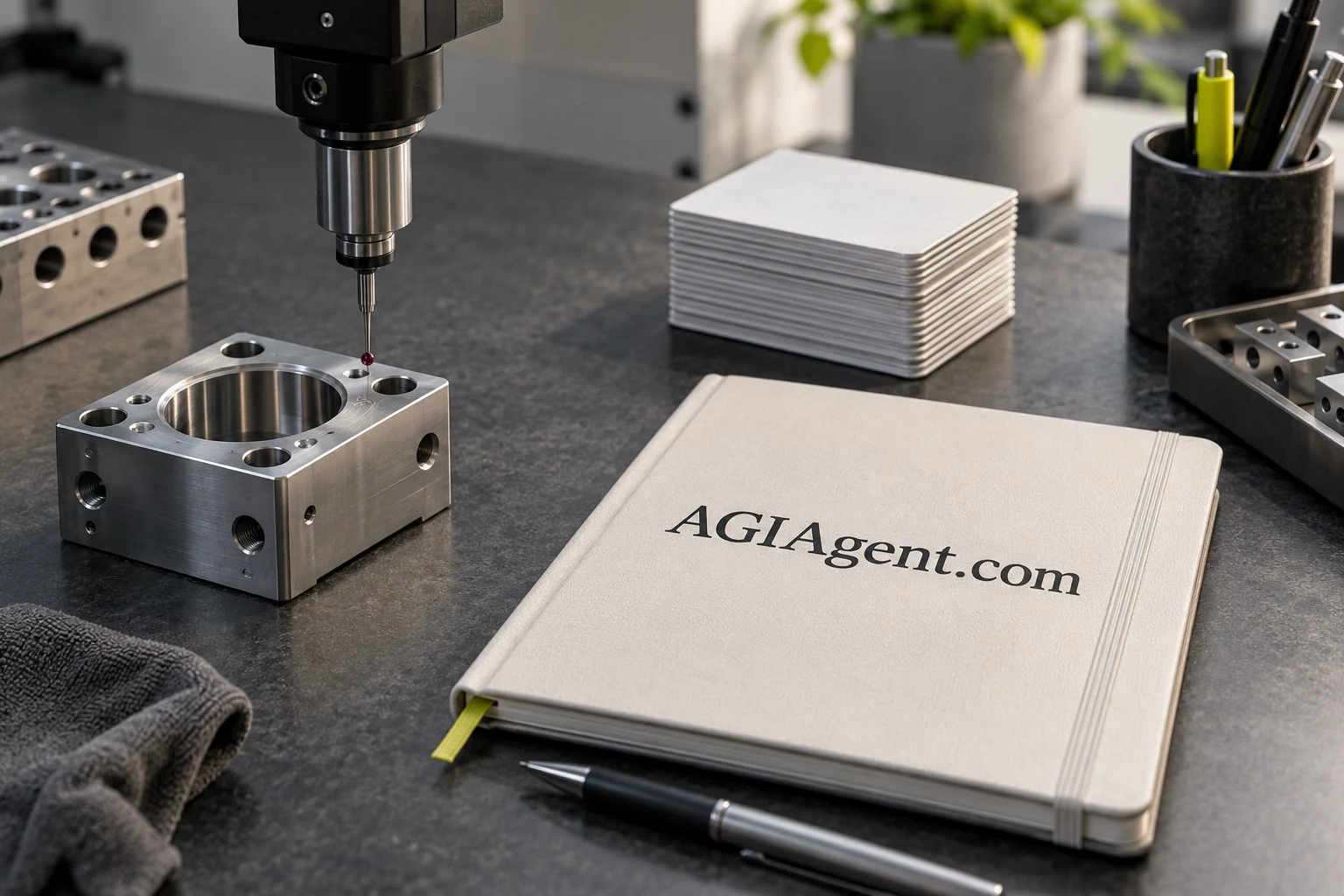 A precision measuring probe and an AGIAgent.com notebook